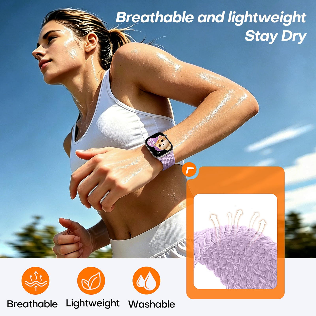 TOCOL Compatible with Apple Watch Bands for Women Men Braided Stretchy Band