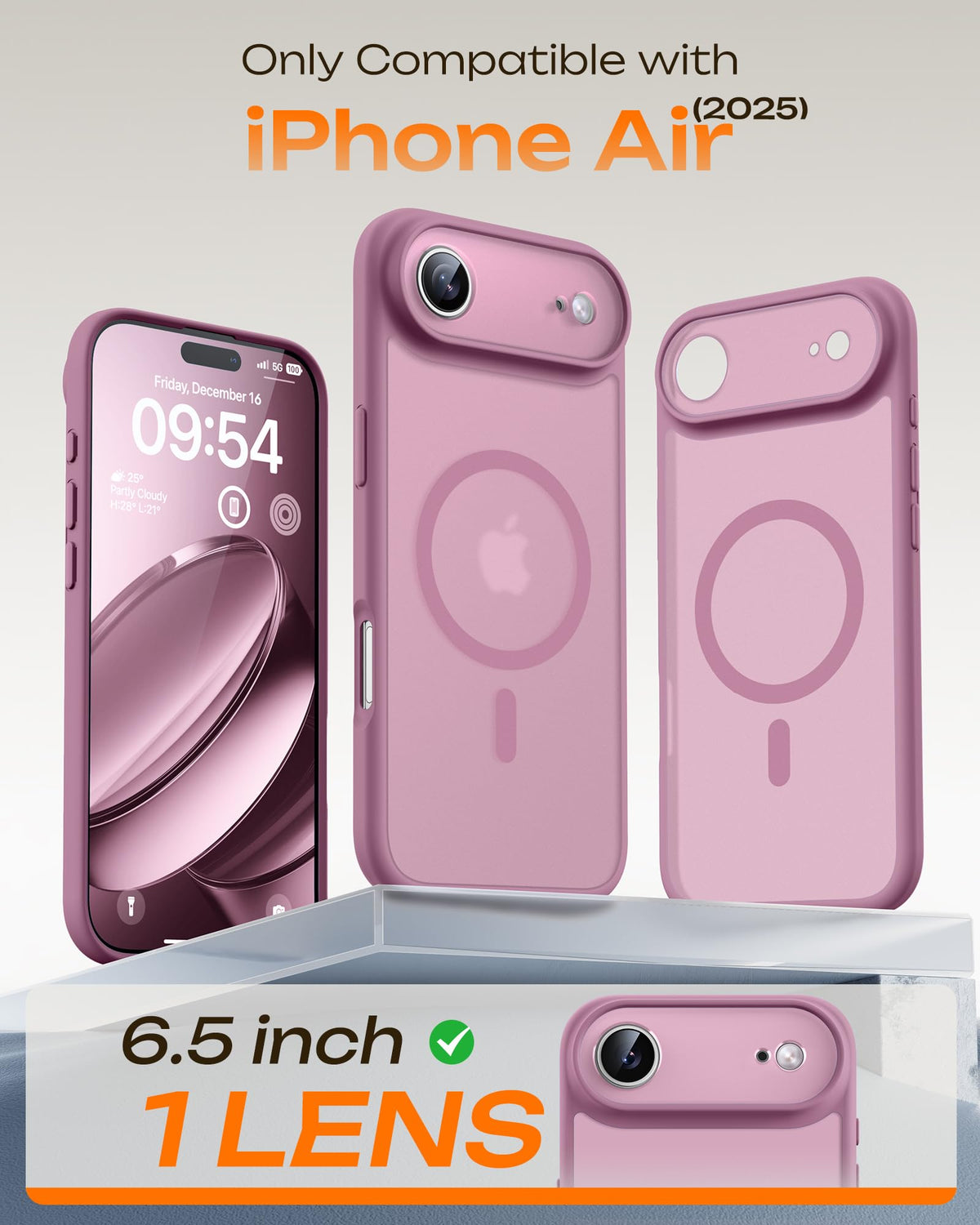 TOCOL for iPhone Air Case, Compatible with MagSafe, Lilac Purple