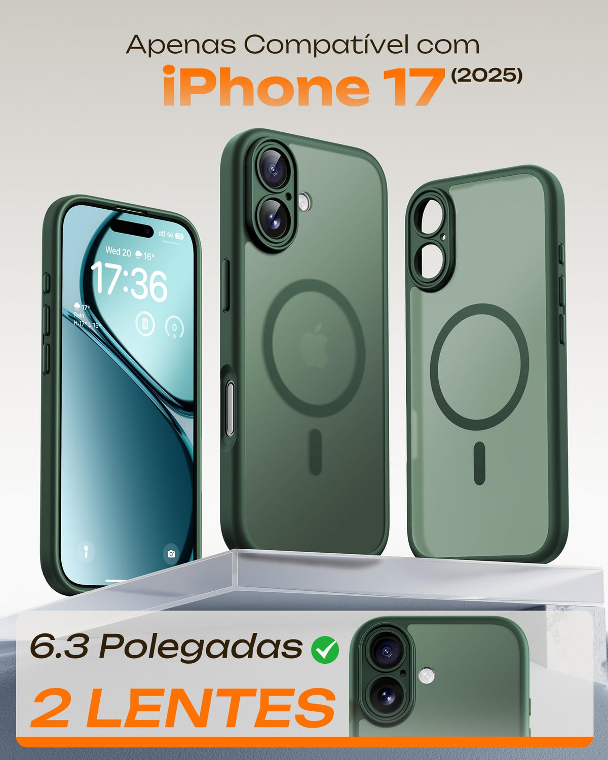 TOCOL for iPhone 17 Case, Compatible with MagSafe, Alpine Green
