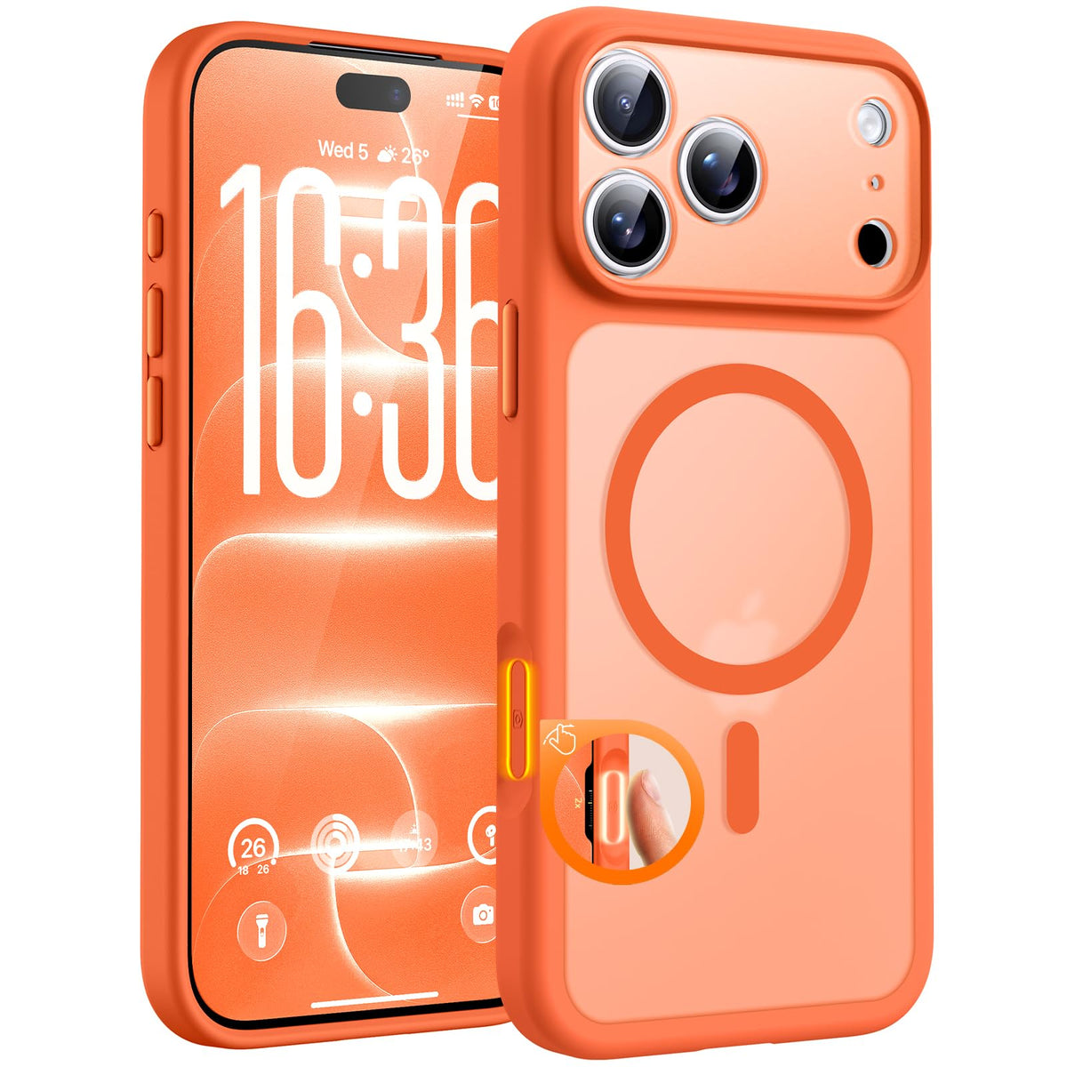 TOCOL for iPhone 18 Pro Case, Compatible with MagSafe, Orange