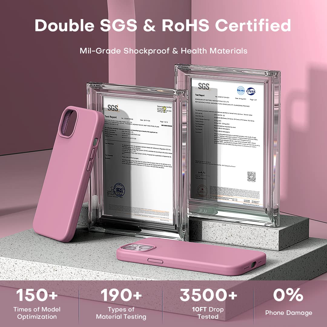 TOCOL 5 in 1 for iPhone 13 Case, with 2 Pack Screen Protector + 2 Pack Camera Lens Protector, Liquid Silicone Phone Case for iPhone 13, Lilac Purple