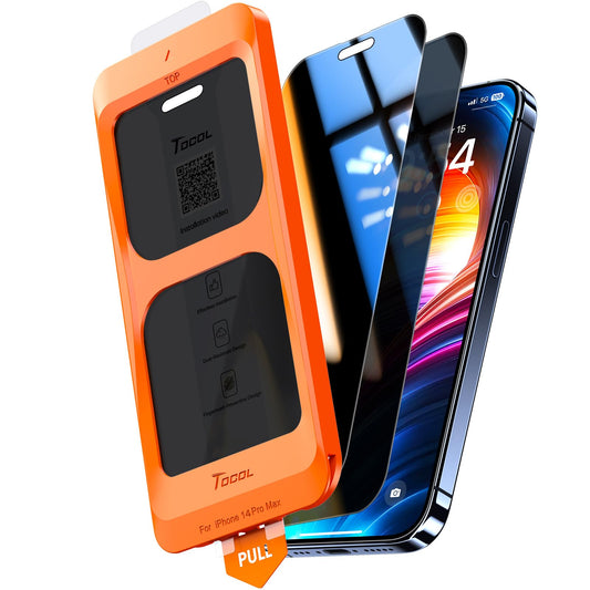 TOCOL for iPhone 14 Pro Max Privacy Screen Protector [True 25°Anti Spy], [9H+ Hardness] Tempered Glass for iPhone iPhone 14 Pro Max Full Coverage Screen Protector, Easy Installation, 2 Pack