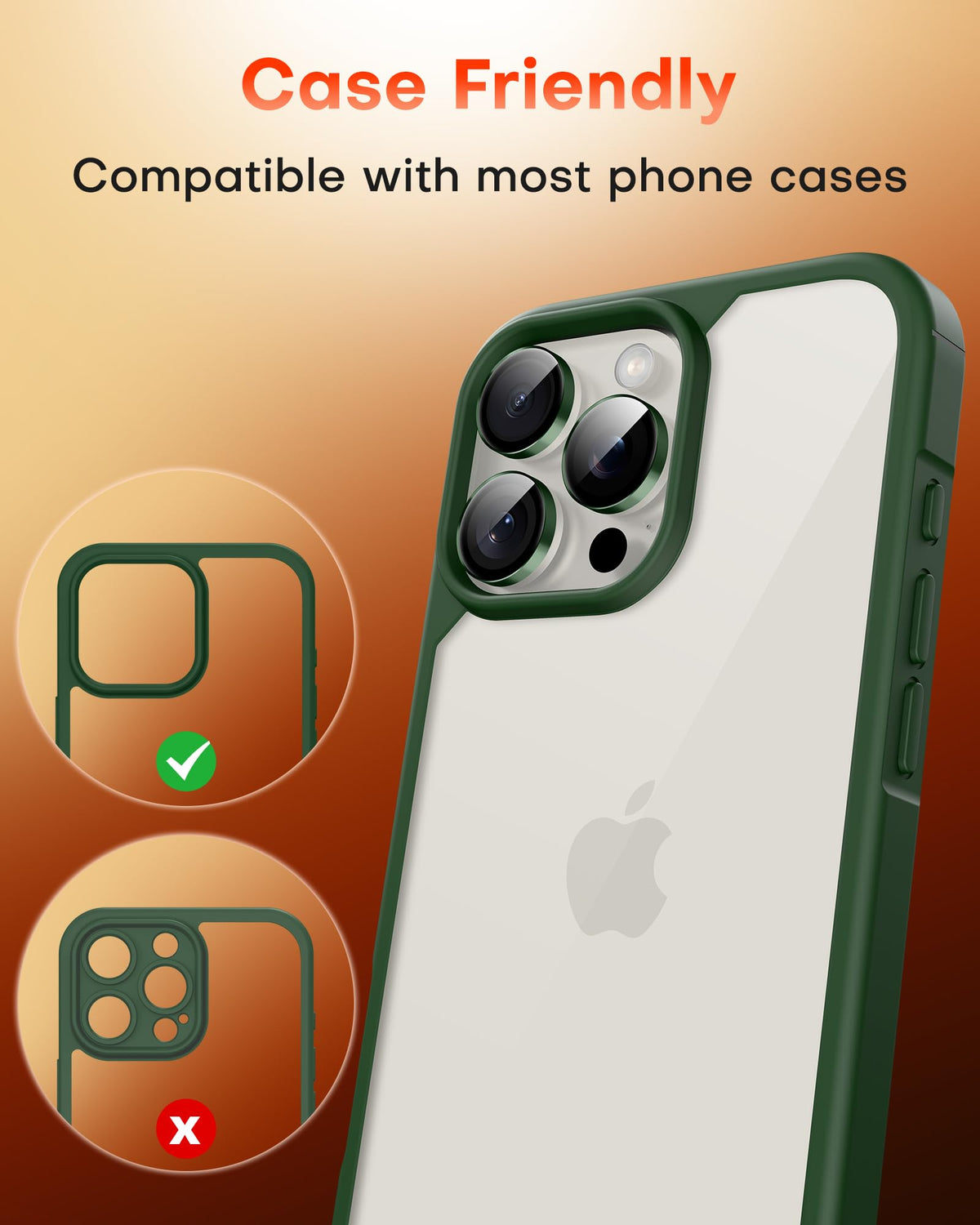 TOCOL for iPhone 14 Pro Max Camera Lens Protector/iPhone 14 Pro Camera Lens Protector Tempered Glass HD Individual Scratch Resistant Cover Accessories Case Friendly 2 Pack（Alpine Green）