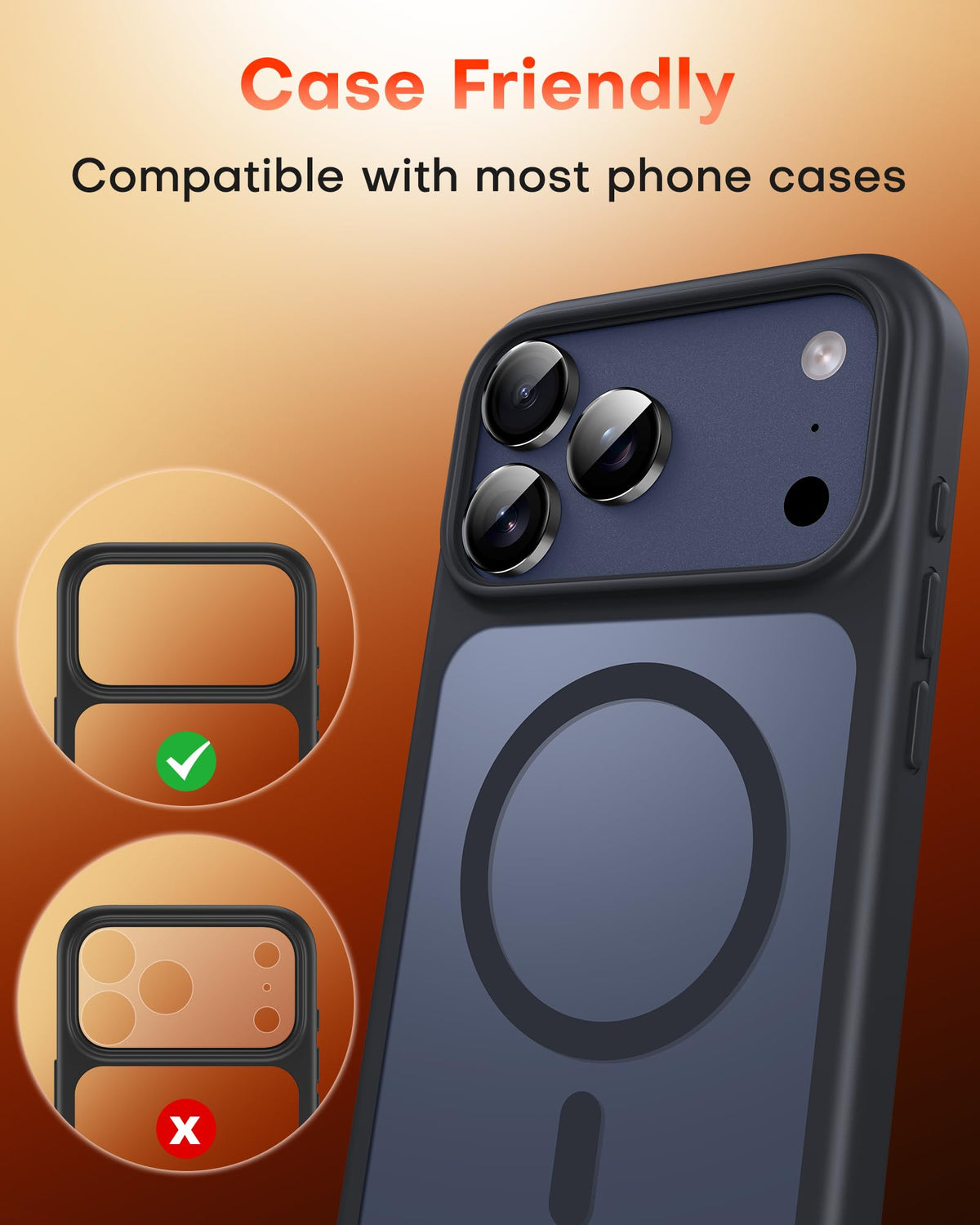TOCOL Camera Lens Protector for iPhone 17 Pro Max/iPhone 17 Pro Tempered Glass HD Individual Scratch Resistant Camera Cover Accessories Case Friendly 2 Pack（Black）