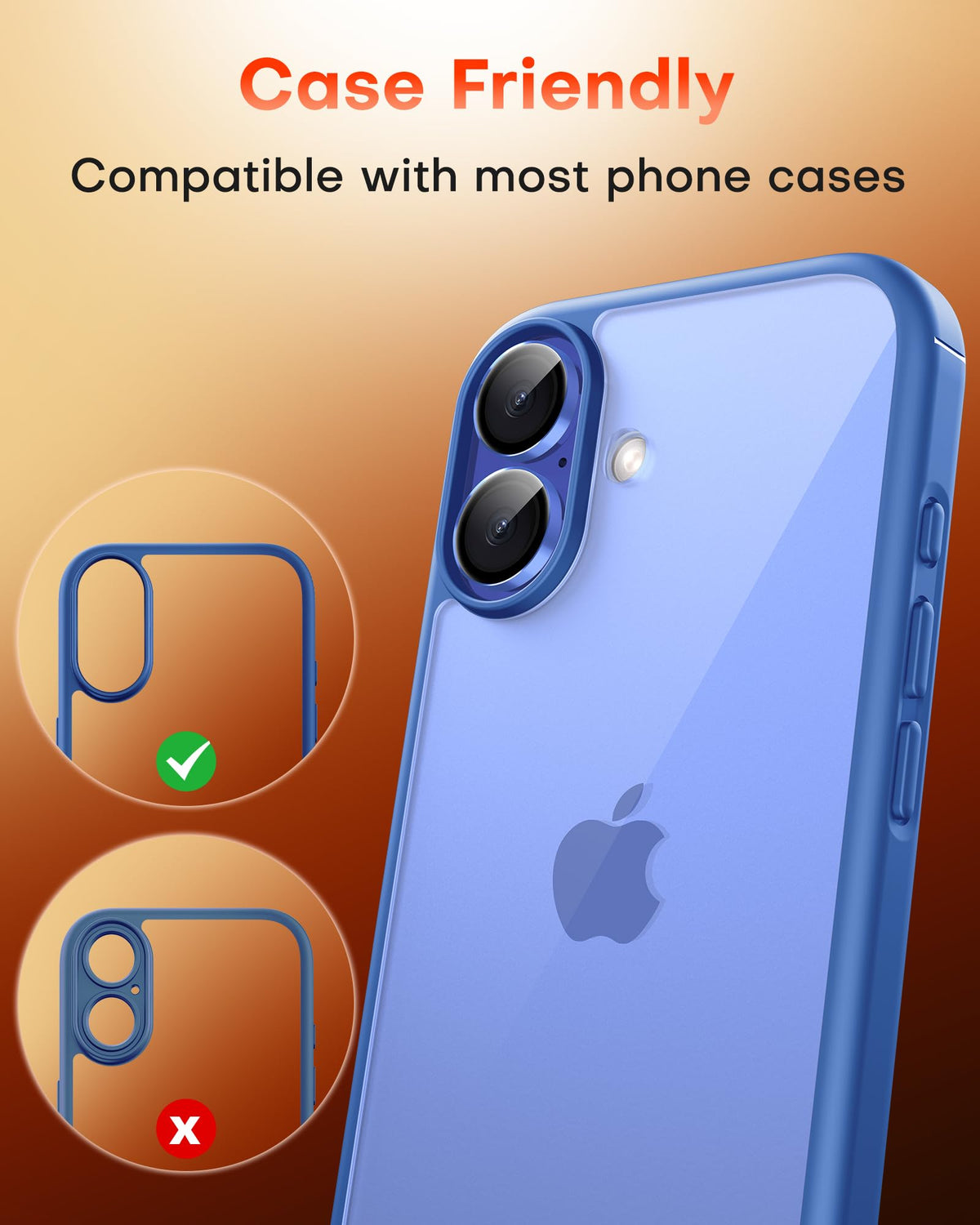 TOCOL Camera Lens Protector for iPhone 16 / iPhone 16 Plus Tempered Glass HD Individual Scratch Resistant Camera Cover Accessories Case Friendly 2 Pack（Blue）
