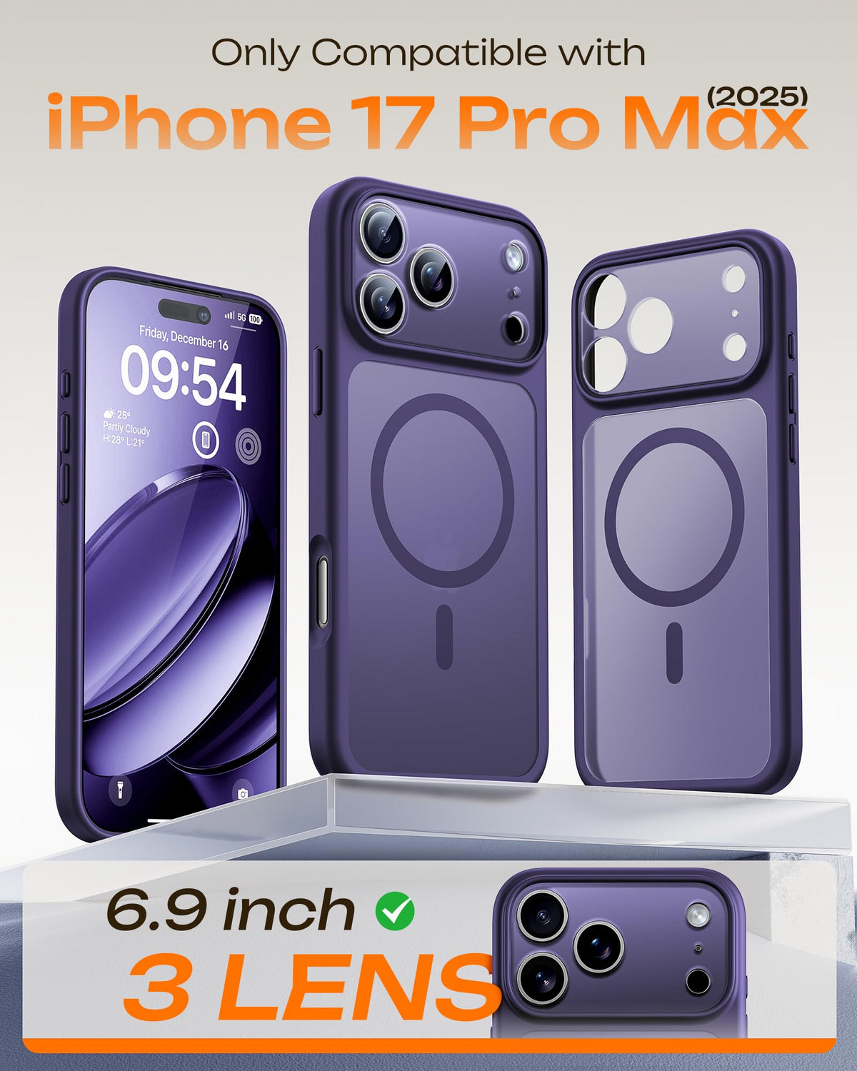 TOCOL for iPhone 17 Pro Max Case, Compatible with MagSafe, Midnight Purple