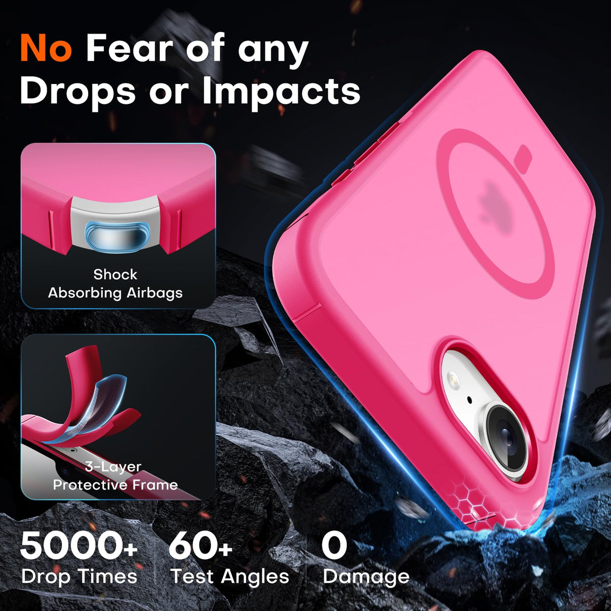 TOCOL for iPhone 17e Case, Compatible with MagSafe, Hot Pink