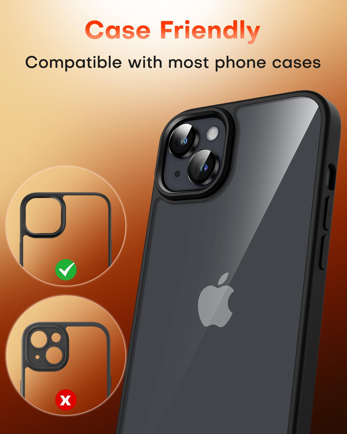 TOCOL Camera Lens Protector for iPhone 14 / iPhone 14 Plus Tempered Glass HD Individual Scratch Resistant Camera Cover Accessories Case Friendly 2 Pack（Black）