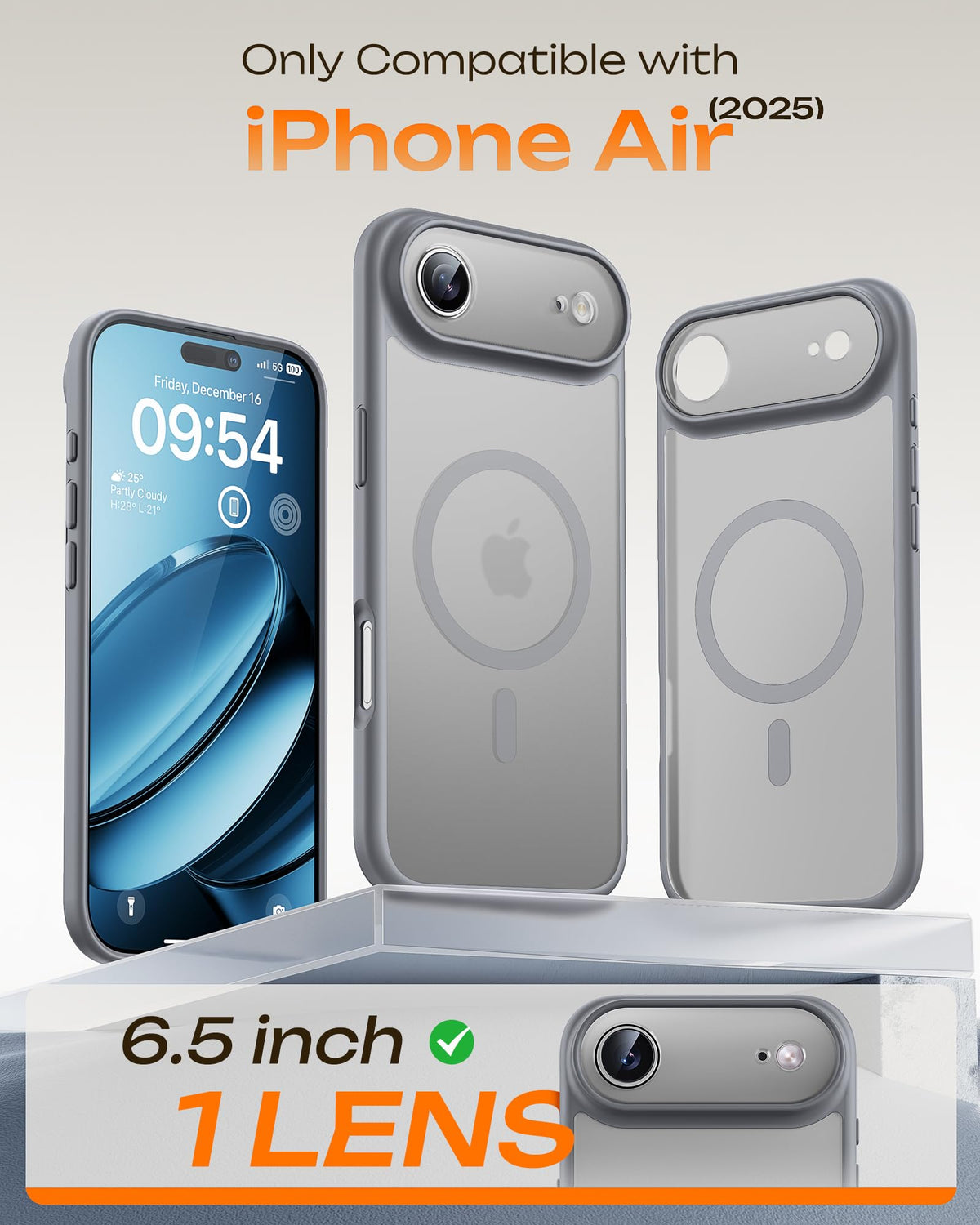 TOCOL for iPhone Air Case, Compatible with MagSafe, Gray
