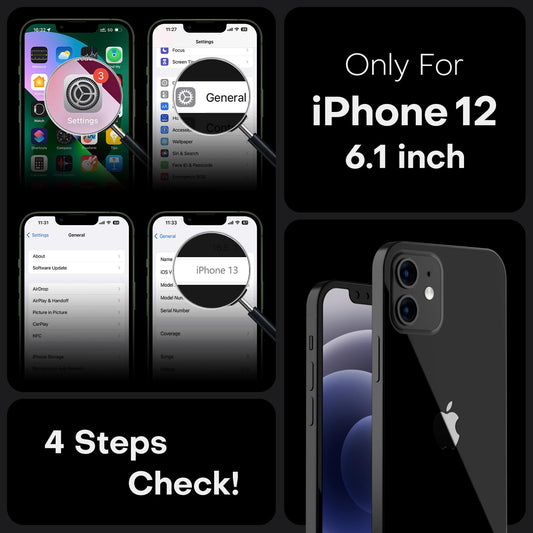TOCOL for iPhone 12 Case, Full Camera Protection, Drop Protection, Compatible with Magsafe, Matte Phone Case for iPhone 12 6.1 inch (Matte Black)