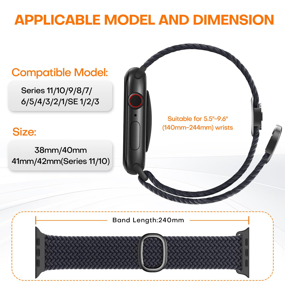 TOCOL Compatible with Apple Watch Bands for Women Men Braided Stretchy Band