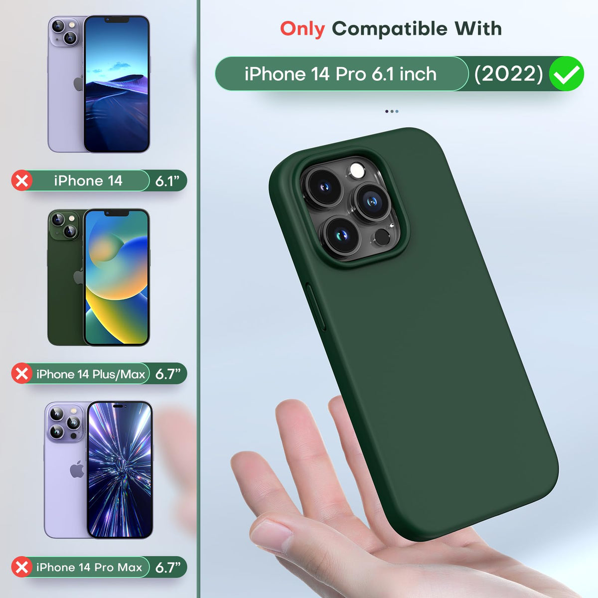TOCOL for iPhone 14 Pro Case, Slim Silicone Case for 14 Pro 6.1 Inch, Precise Fit, Anti-Slip, Drop Protection, Brown