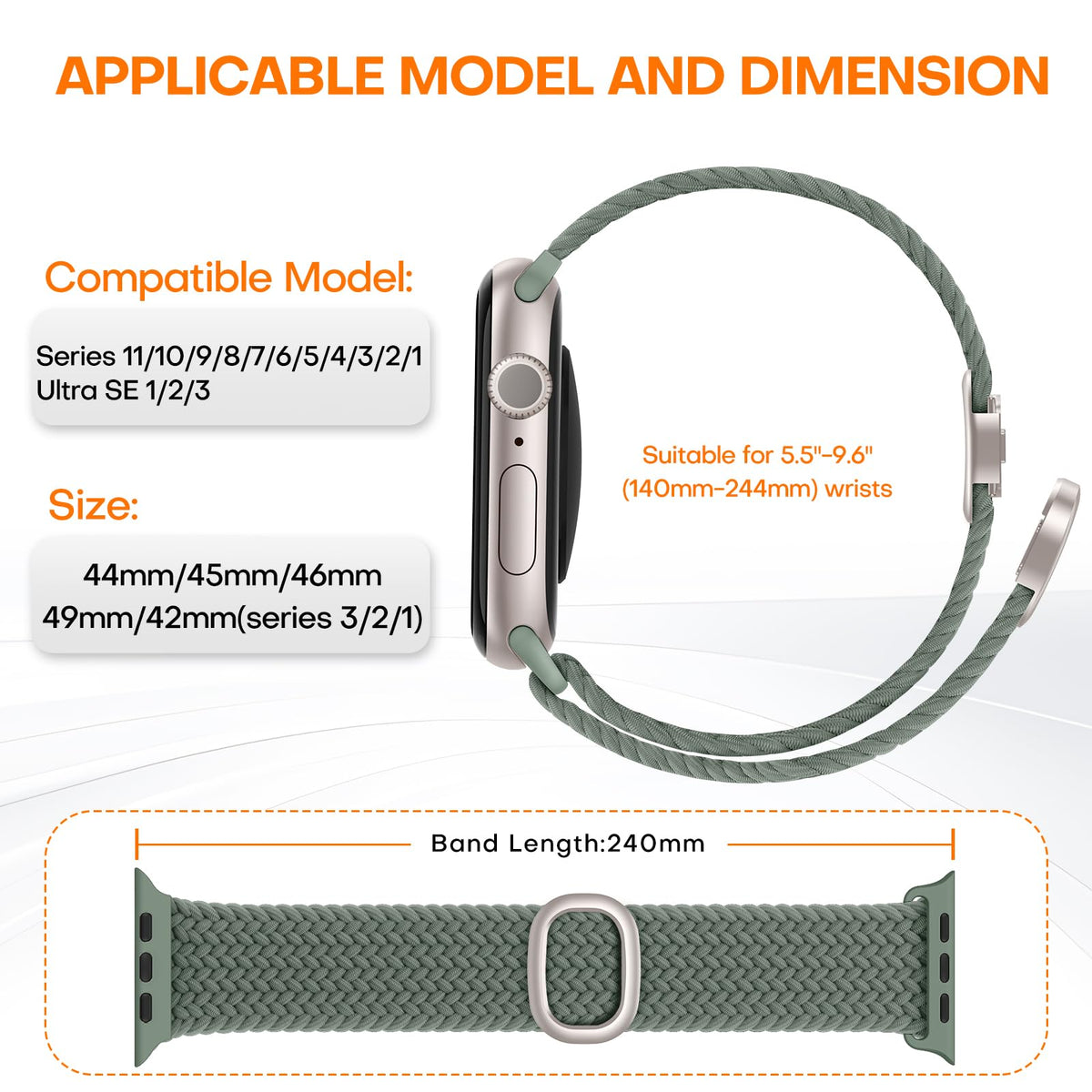 TOCOL Compatible with Apple Watch Bands for Women Men Braided Stretchy Band