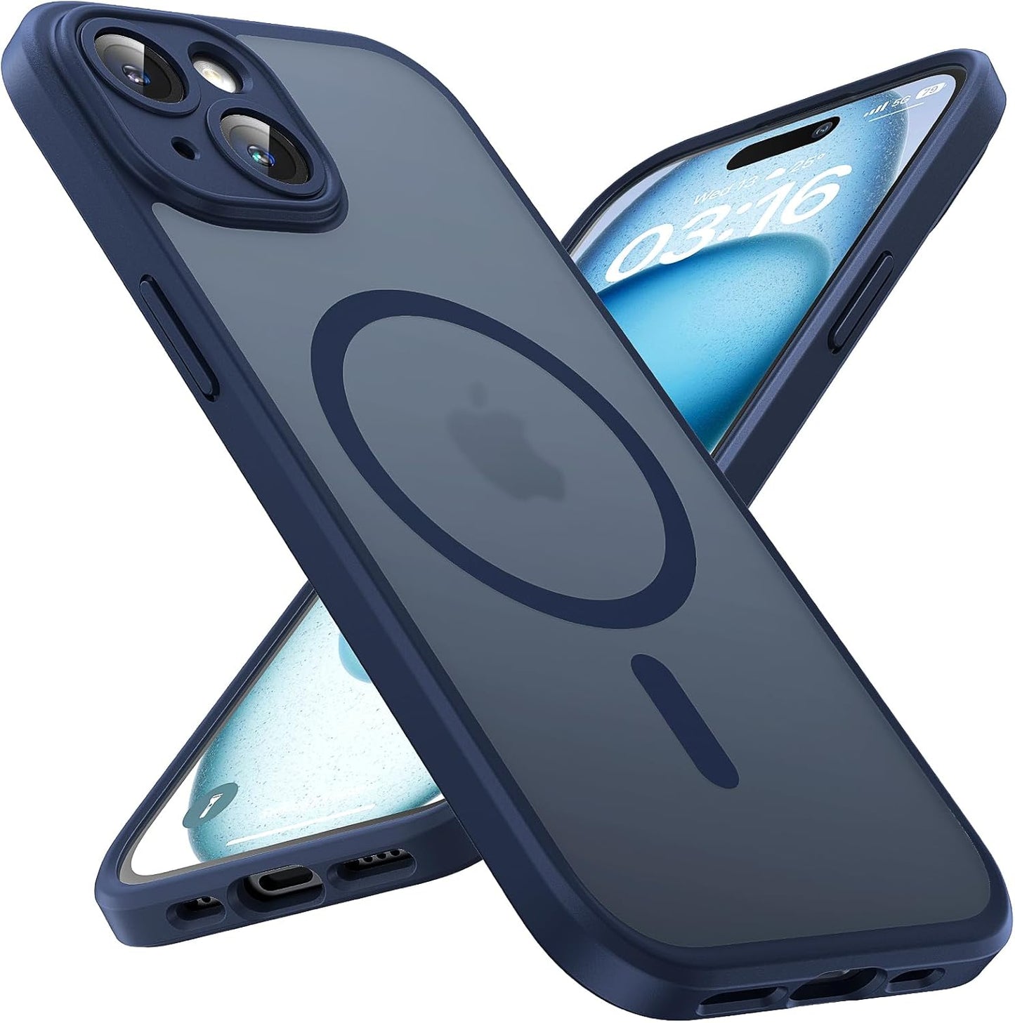 TOCOL Magnetic for iPhone 15 Case 6.1-Inch, Fit for MagSafe, Upgraded Full Camera Protection, 14FT Military Grade Shockproof Thin Slim Frosted Translucent Matte Back Phone Cover (Titan Gray)