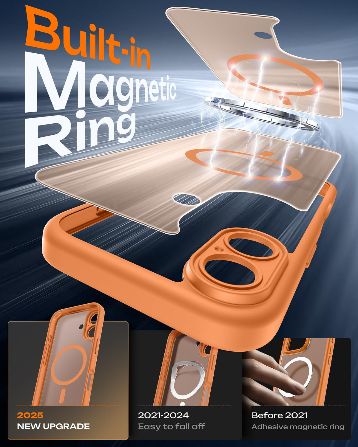 TOCOL for iPhone 17 Case, Compatible with MagSafe, Orange