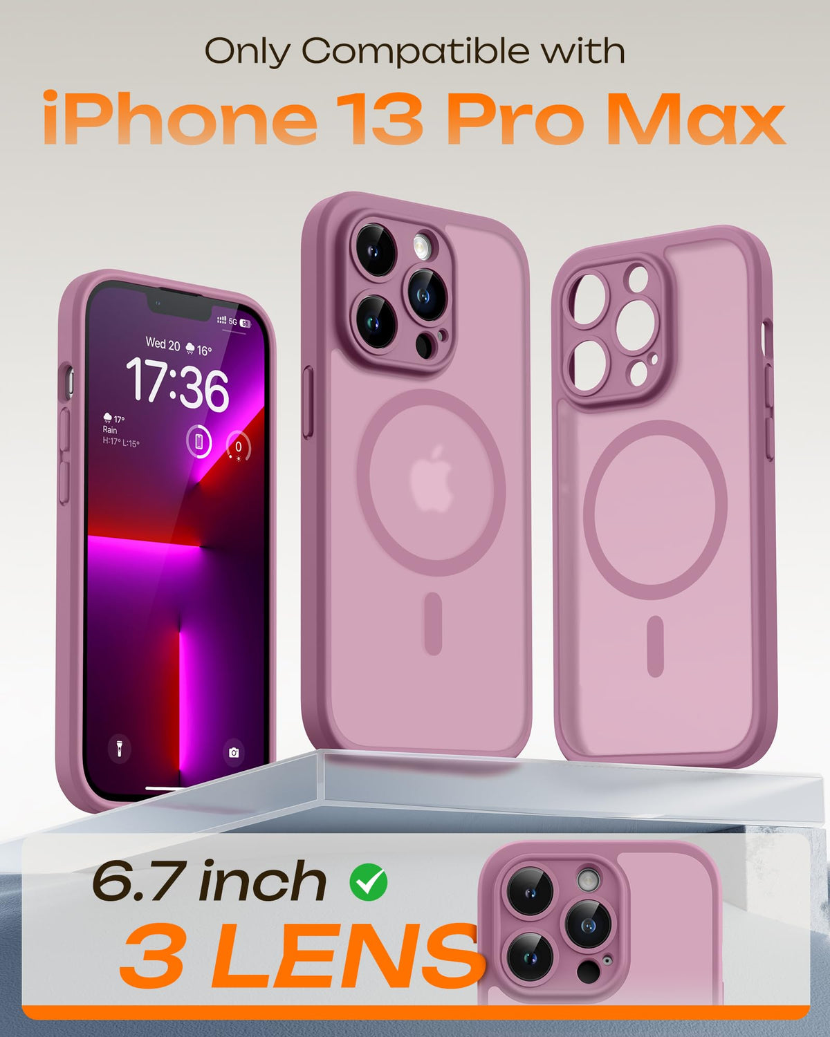 TOCOL for iPhone 13 Pro Max Case, Compatible with MagSafe, Lilac Purple