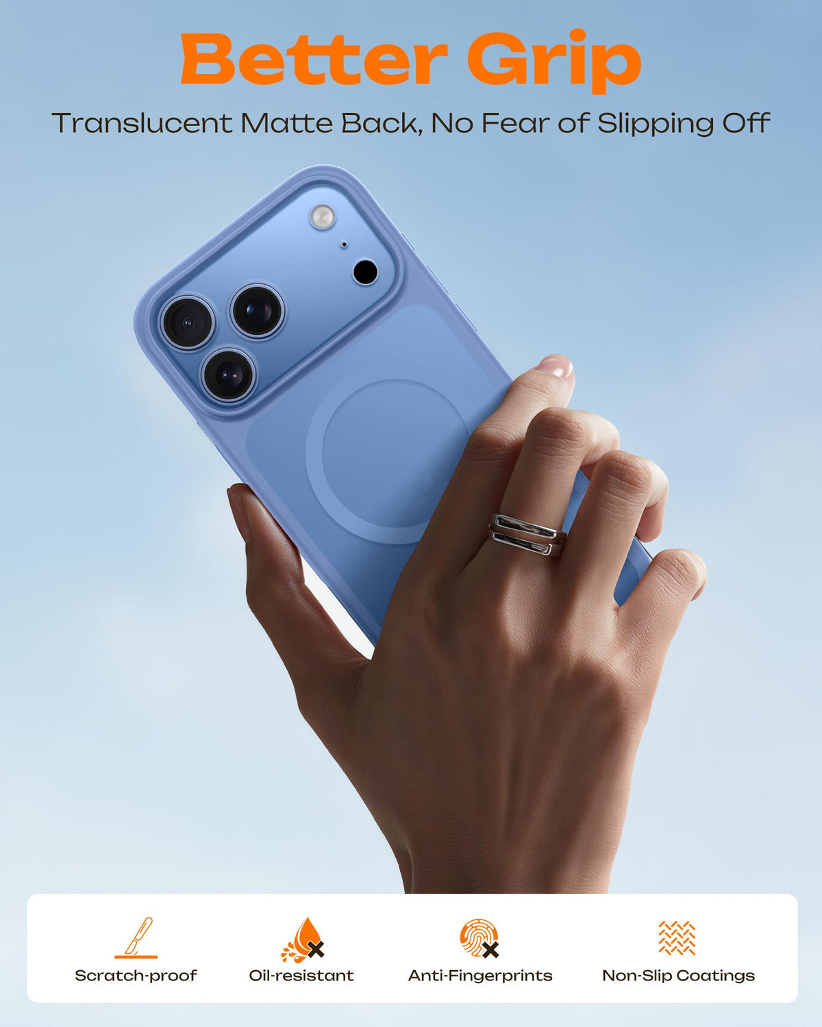 TOCOL for iPhone 18 Pro Max Case Light Blue, Compatible with MagSafe