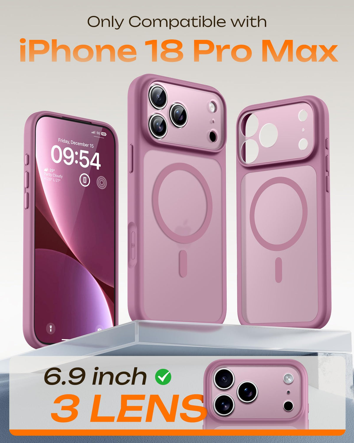 TOCOL for iPhone 18 Pro Max Case, Compatible with MagSafe, Lilac Purple