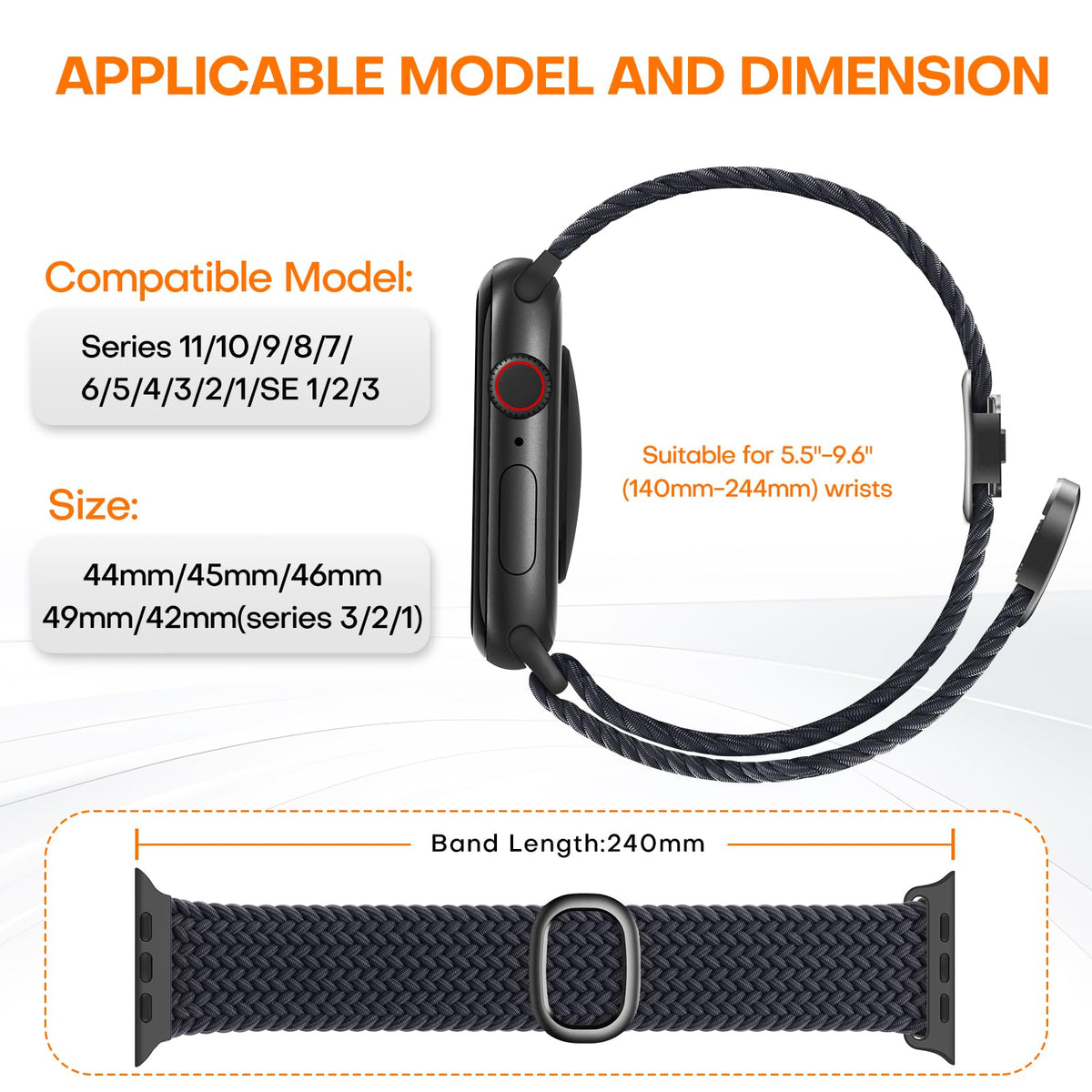 TOCOL Compatible with Apple Watch Bands for Women Men Braided Stretchy Band