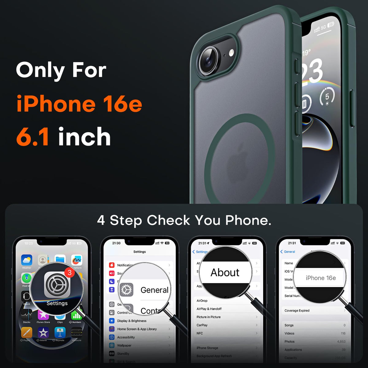 TOCOL for iPhone 17e/16e Case, Compatible with MagSafe, Alpine Green