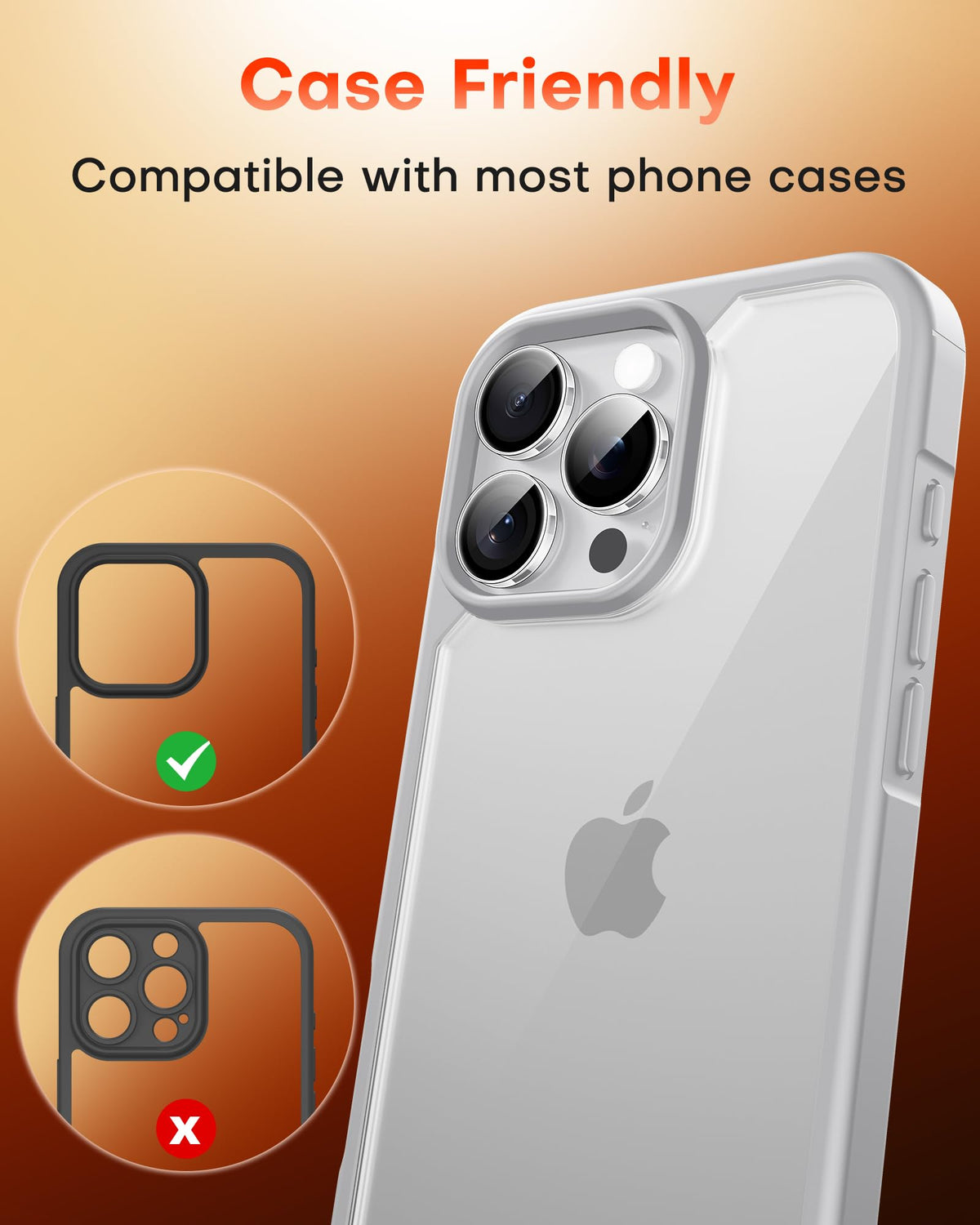 TOCOL for iPhone 15 Pro Max Camera Lens Protector/iPhone 15 Pro Camera Lens Protector Tempered Glass HD Individual Scratch Resistant Cover Accessories Case Friendly 2 Pack（Clear）