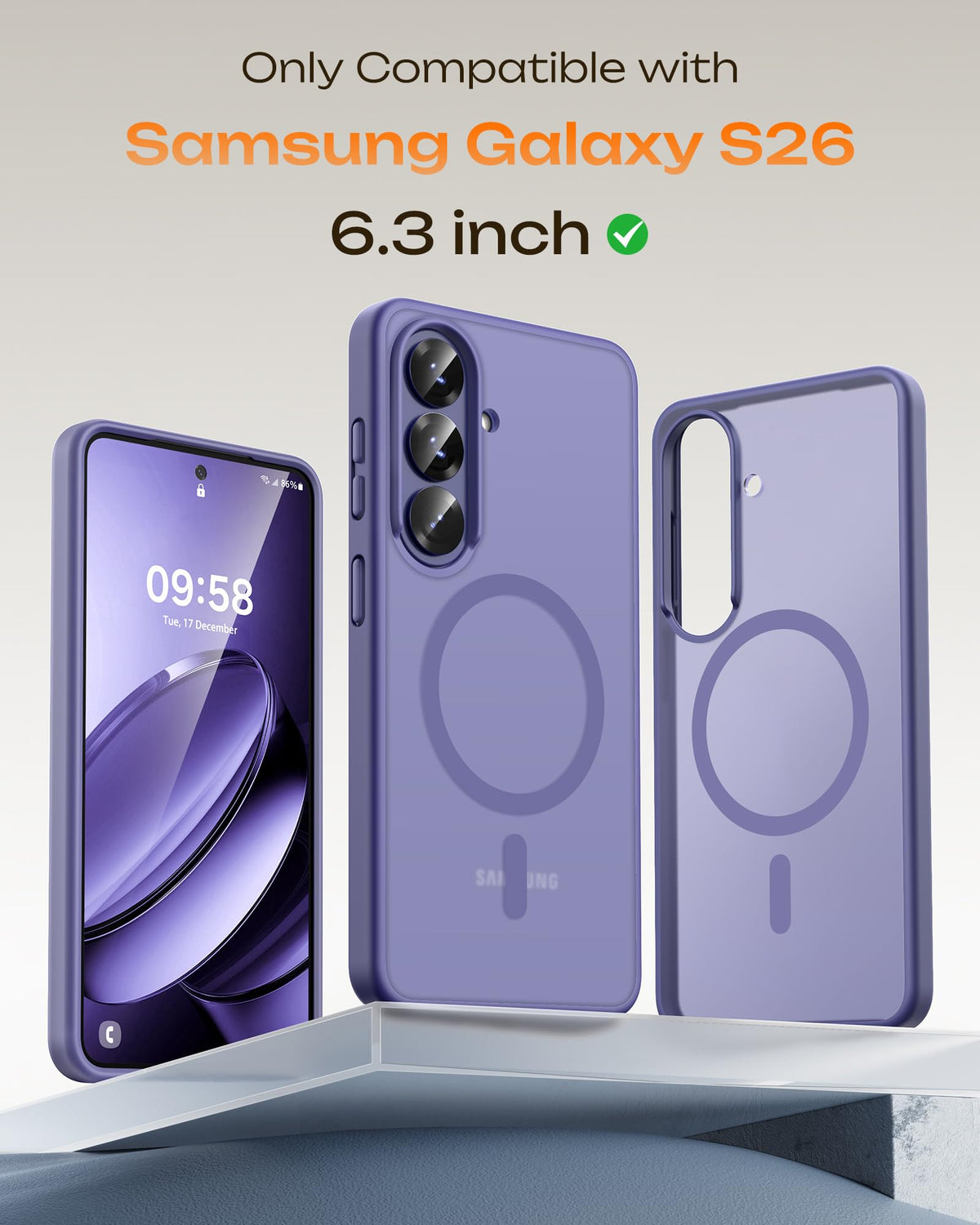 TOCOL for Samsung Galaxy S26 Case, Compatible with MagSafe, Lavender Gray