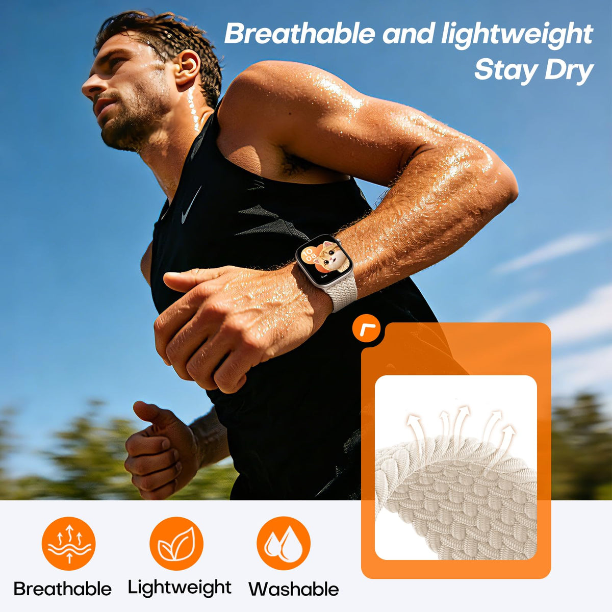 TOCOL Compatible with Apple Watch Bands for Women Men Braided Stretchy Band