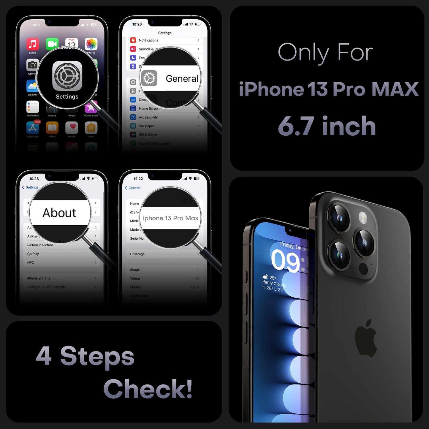 TOCOL for iPhone 13 Pro Max Case, Compatible with MagSafe, Matte Black
