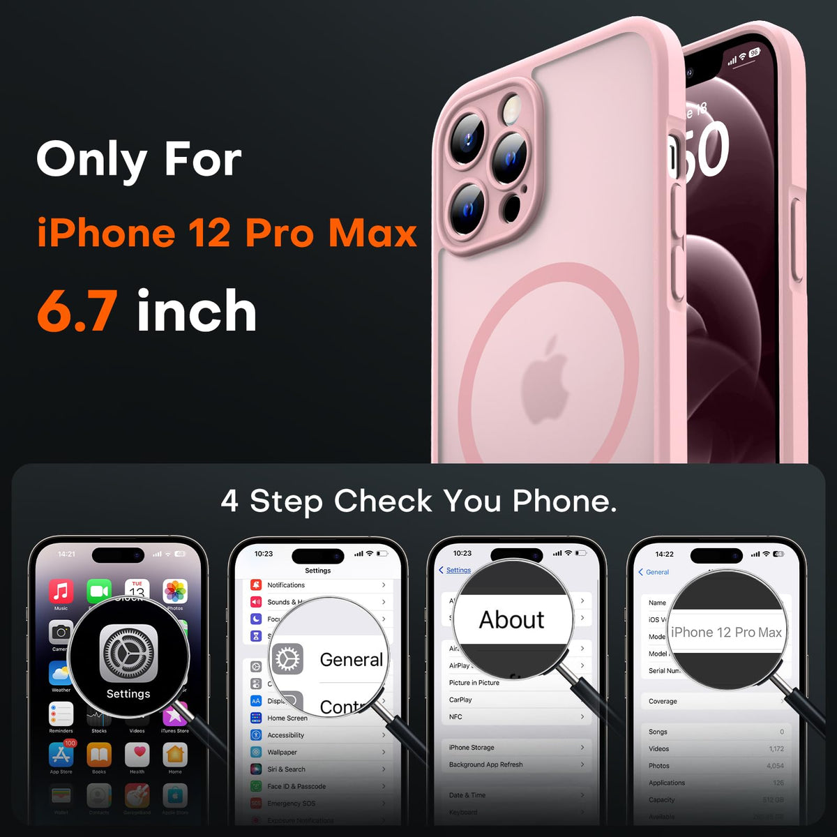 TOCOL for iPhone 12 Pro Max Case, Compatible with MagSafe, Light Pink