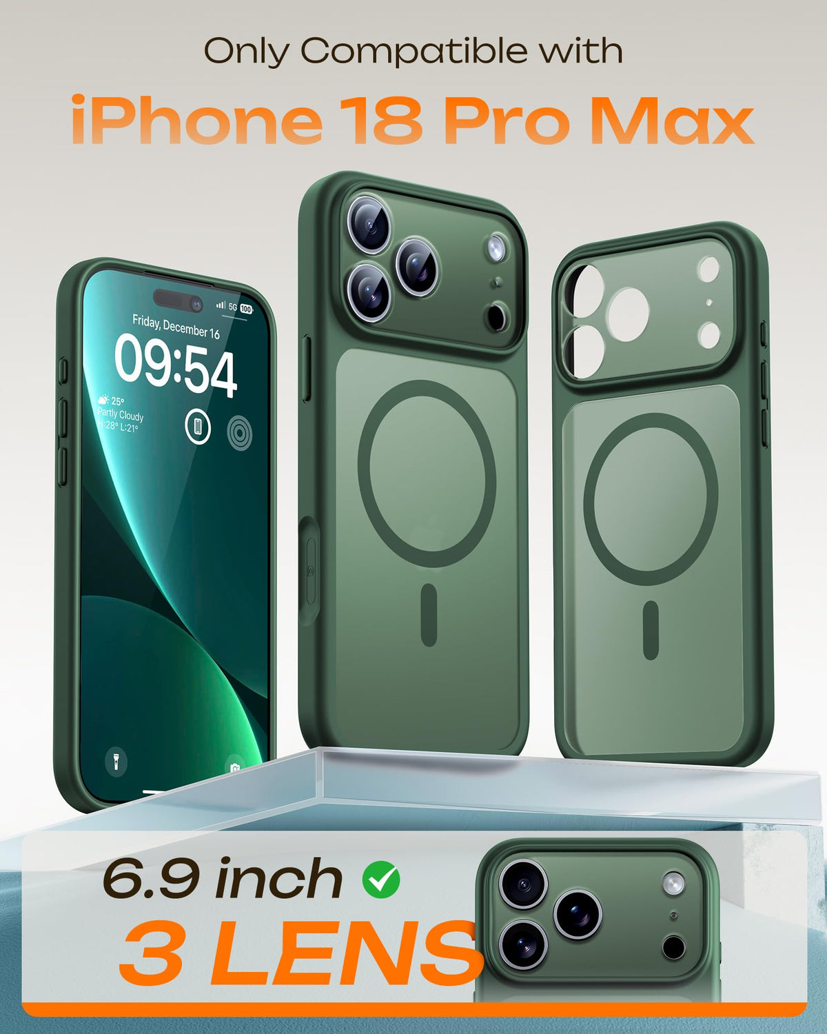TOCOL for iPhone 18 Pro Max Case, Compatible with MagSafe, Alpine Green
