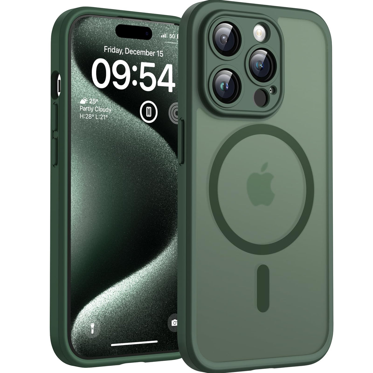 TOCOL for iPhone 15 Pro Max Case, Compatible with MagSafe, Alpine Green