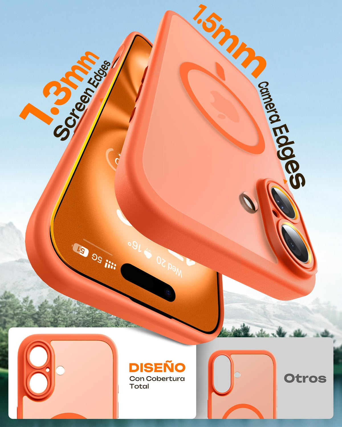 TOCOL for iPhone 16 Case, Compatible with MagSafe, Orange