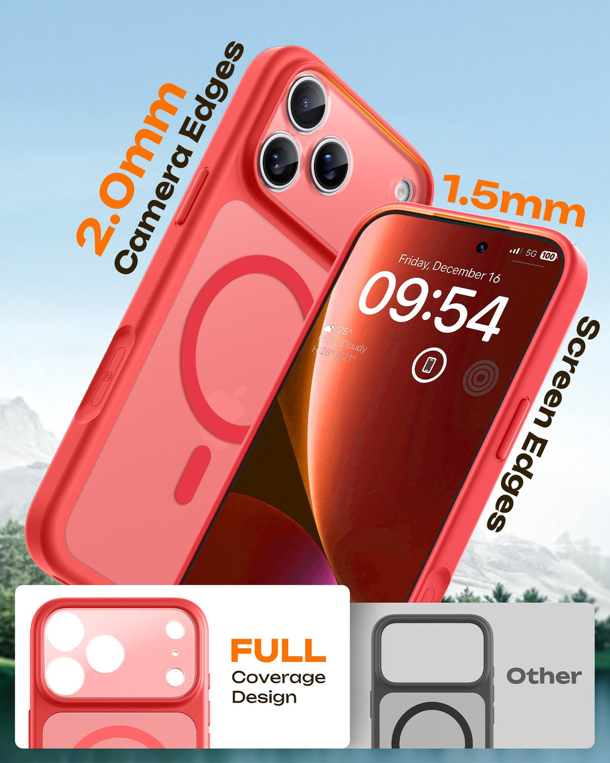 TOCOL for iPhone 18 Pro Case, Compatible with MagSafe, Red