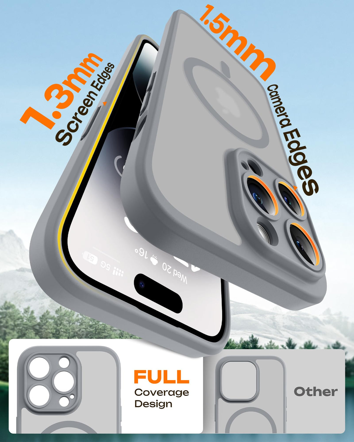 TOCOL for iPhone 14 Pro Case, Compatible with MagSafe, Gray