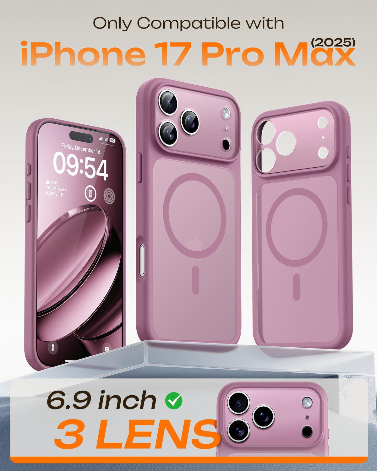 TOCOL for iPhone 17 Pro Max Case, Compatible with MagSafe, Lilac Purple