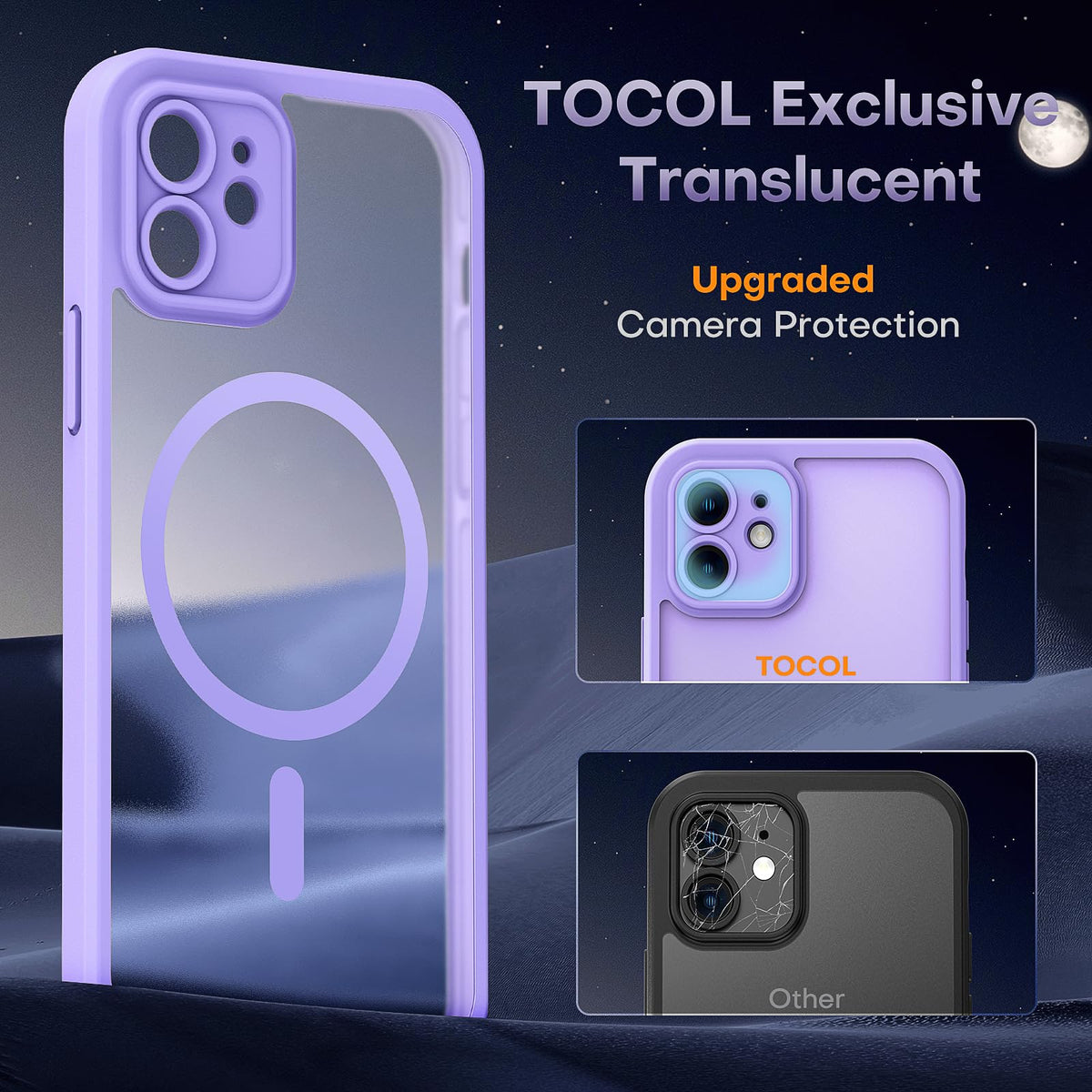 TOCOL for iPhone 12 Case, Compatible with MagSafe, Purple