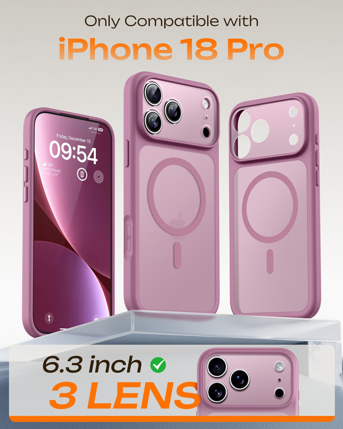 TOCOL for iPhone 18 Pro Case, Compatible with MagSafe, Lilac Purple