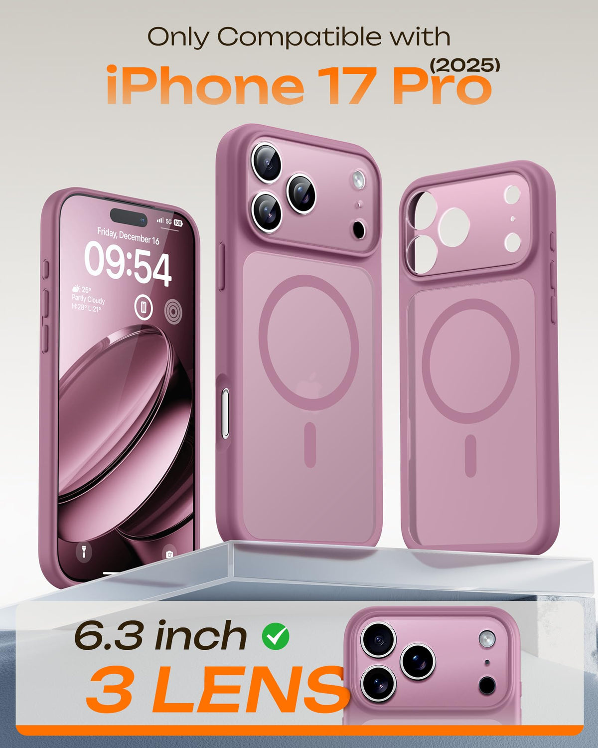 TOCOL for iPhone 17 Pro Case, Compatible with MagSafe, Lilac Purple