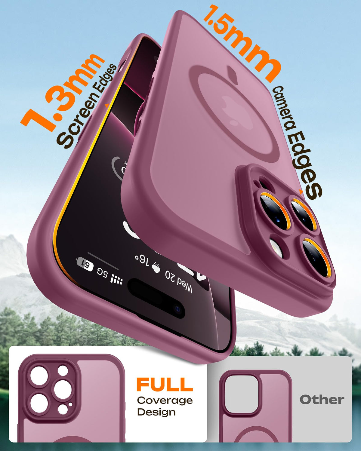 TOCOL for iPhone 16 Pro Case, Compatible with MagSafe, Plum