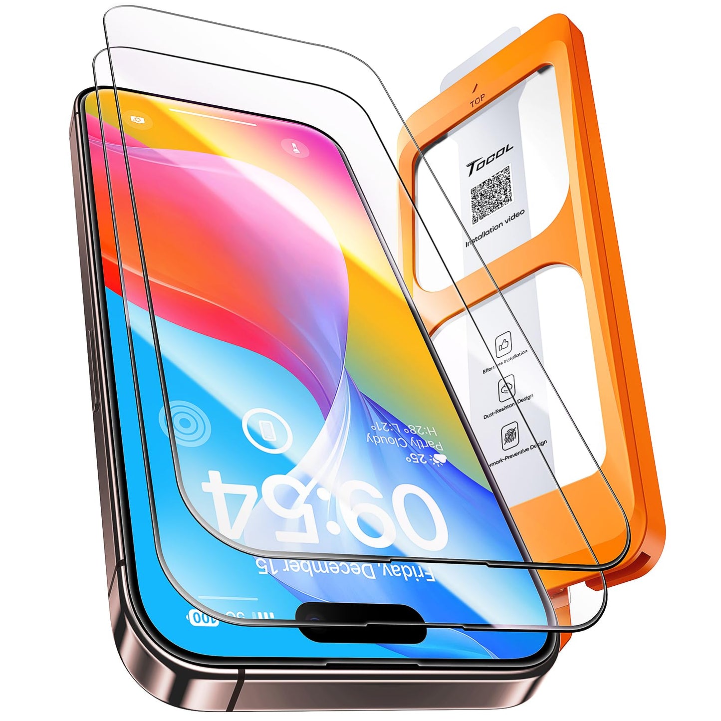 TOCOL for iPhone 16 Plus/iPhone 15 Plus Screen Protector, Clear