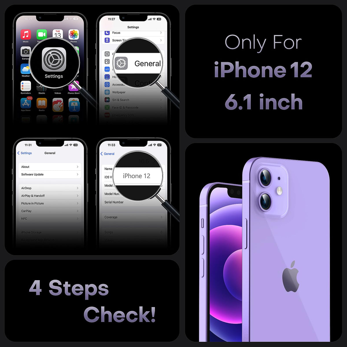 TOCOL for iPhone 12 Case, Compatible with MagSafe, Purple