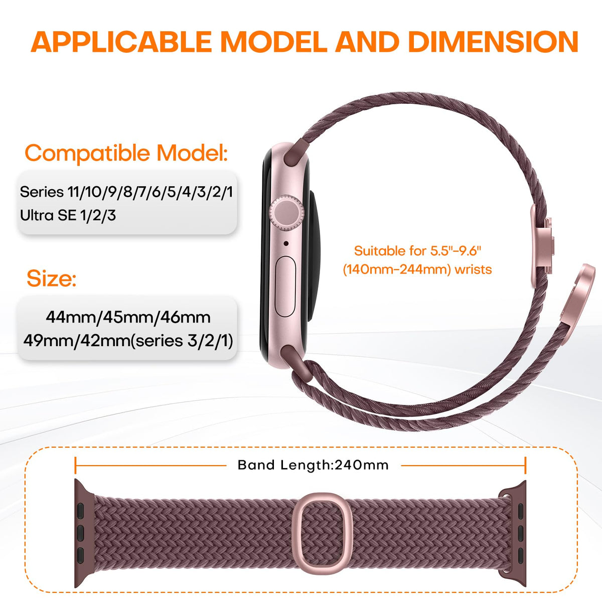 TOCOL Compatible with Apple Watch Bands for Women Men Braided Stretchy Band