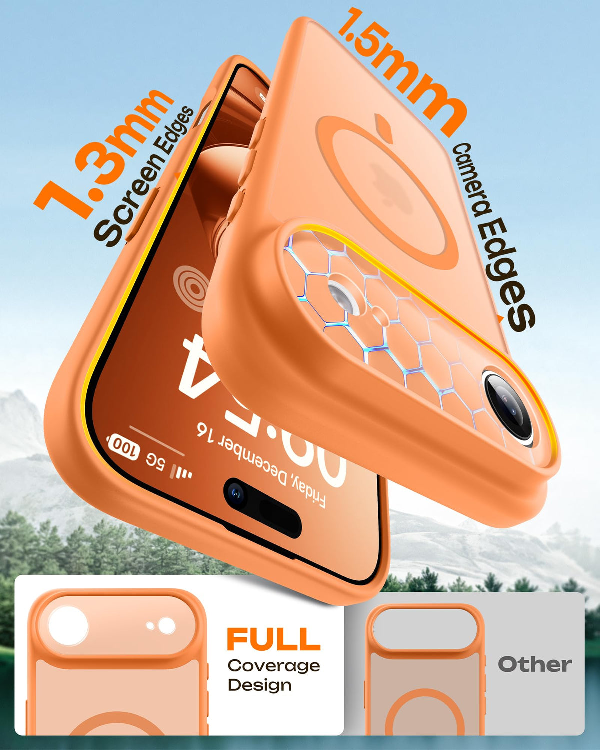 TOCOL for iPhone Air Case, Compatible with MagSafe, Orange
