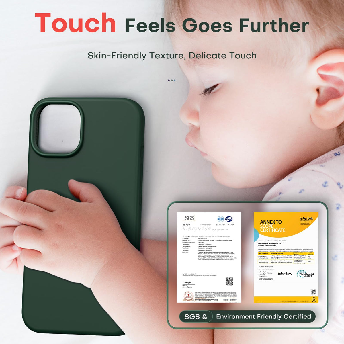 TOCOL 5 in 1 for iPhone 14 Case, with 2 Pack Screen Protector + 2 Pack Camera Lens Protector, Liquid Silicone Phone Case for iPhone 14, Alpine Green