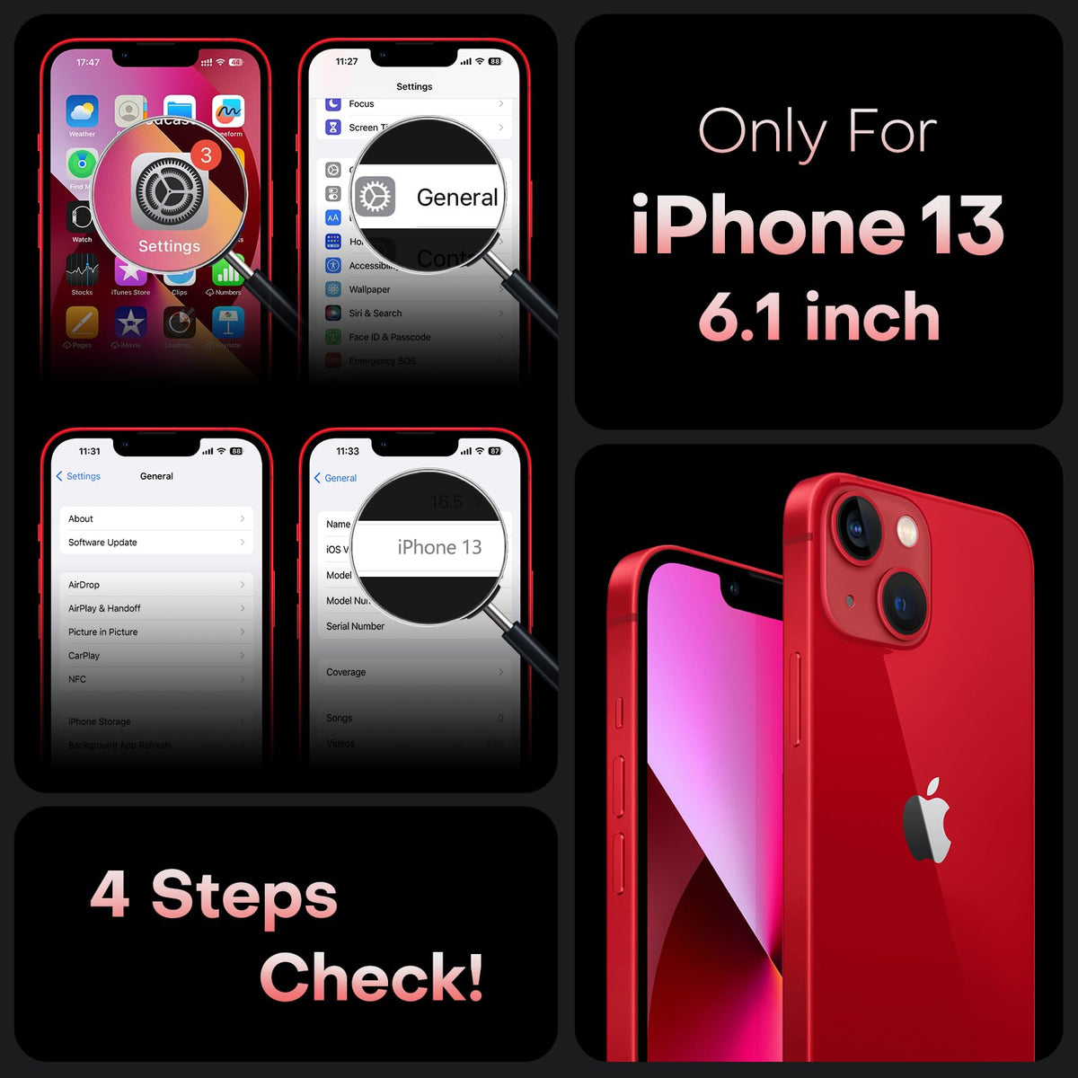 TOCOL for iPhone 13 Case, Compatible with MagSafe, Red