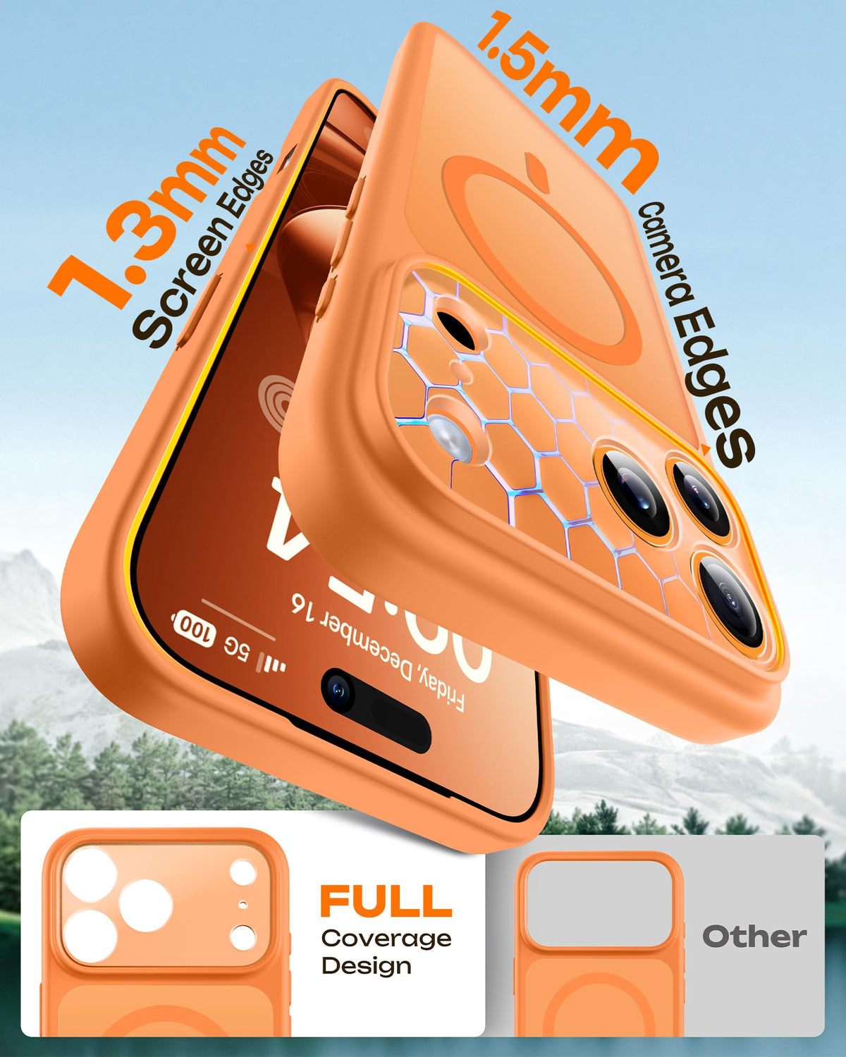 TOCOL for iPhone 17 Pro Case, Compatible with MagSafe, Orange