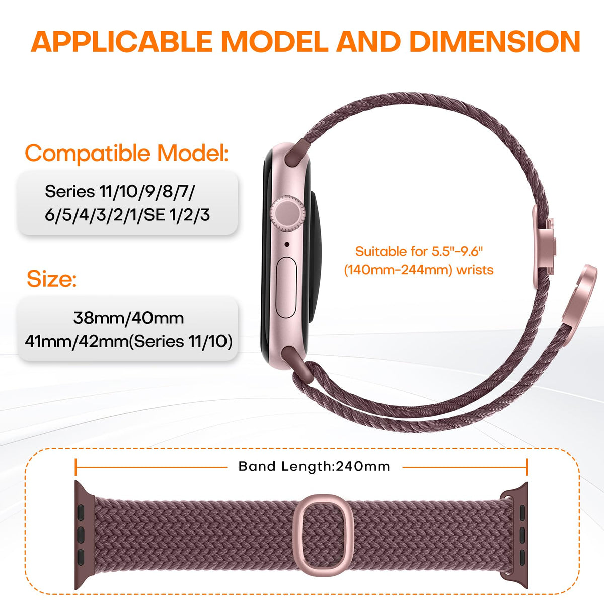 TOCOL Compatible with Apple Watch Bands for Women Men Braided Stretchy Band