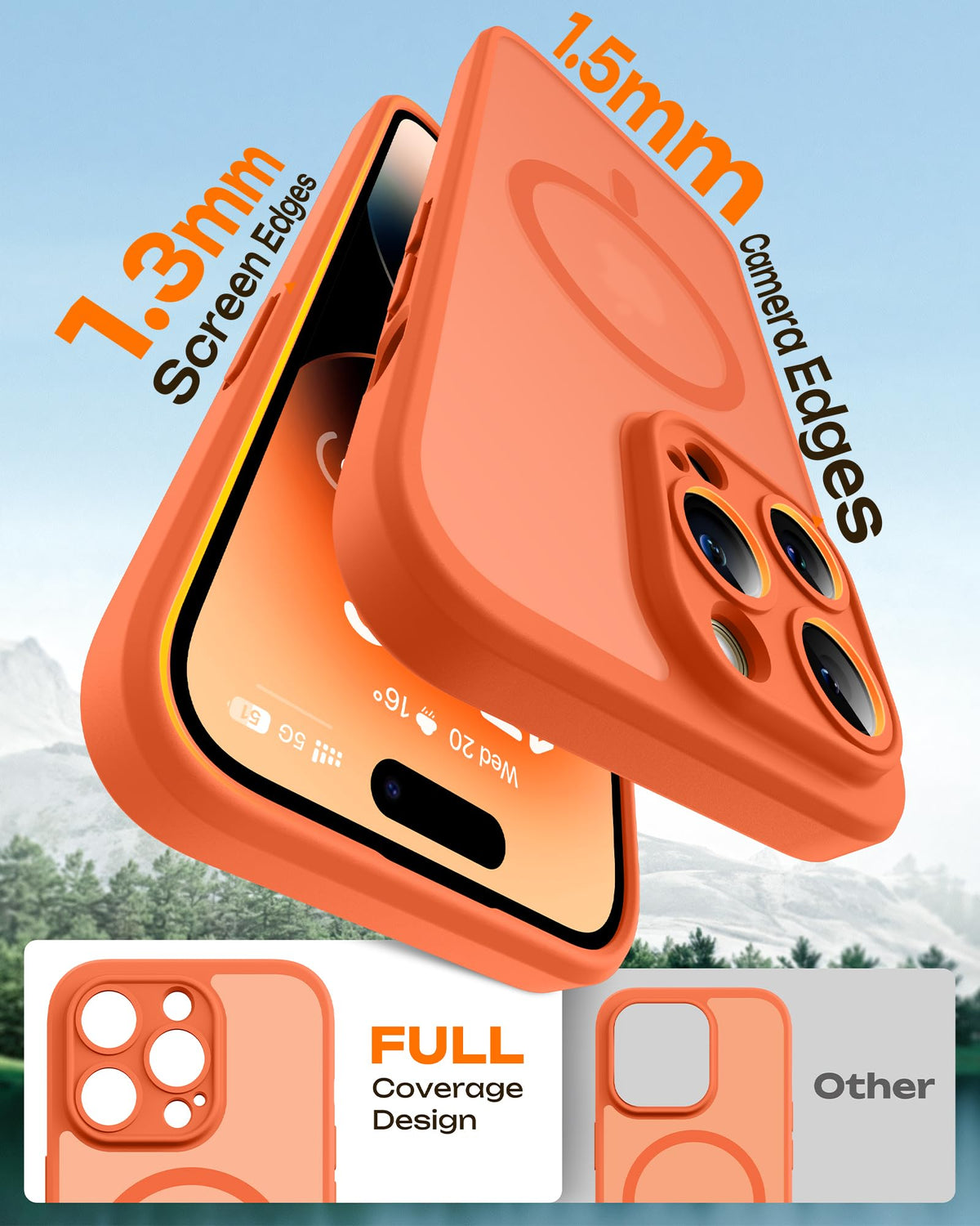 TOCOL for iPhone 14 Pro Max Case, Compatible with MagSafe, Orange