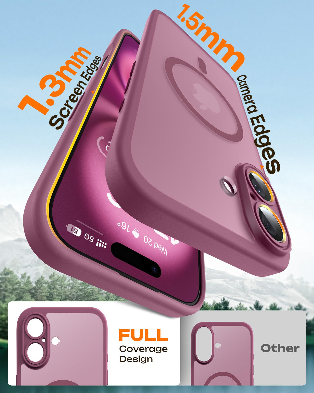 TOCOL for iPhone 16 Case, Compatible with MagSafe, Plum