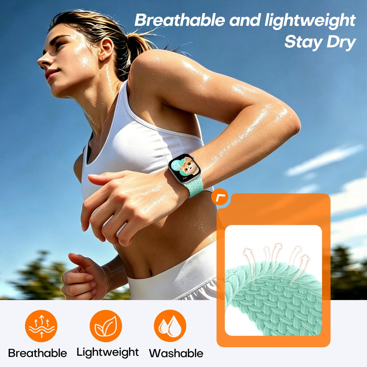 TOCOL Compatible with Apple Watch Bands for Women Men Braided Stretchy Band